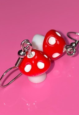 90s Red Mushroom Earrings