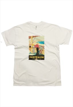 Australia Vintage Travel Poster T-Shirt Beach Coastal Art