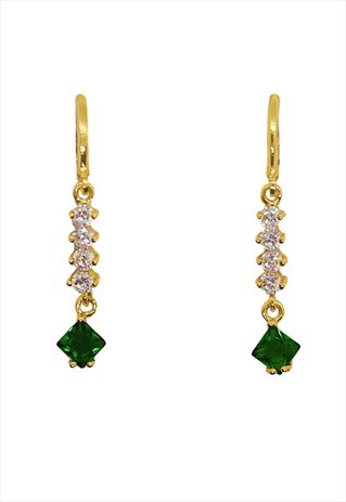 HOOPS WITH GREEN ZIRCON EARRINGS