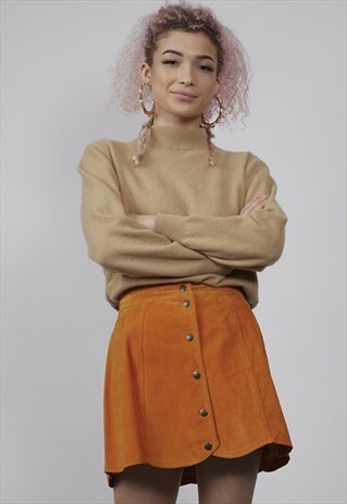 VINTAGE 70'S ORANGE SUEDE MINI SKIRT