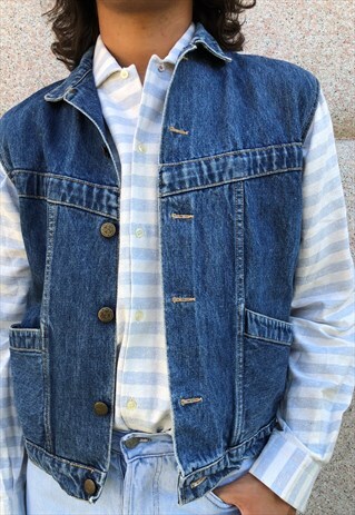 VINTAGE DENIM JACKET SLEEVE-LESS GILET