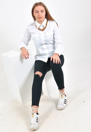 VINTAGE LONG SLEEVE SHIRT IN WHITE