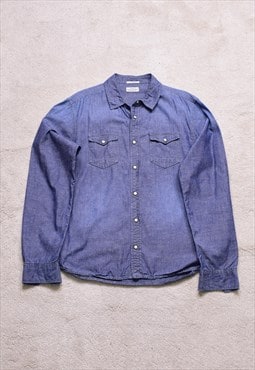 AllSaints Kitano Blue Denim Shirt
