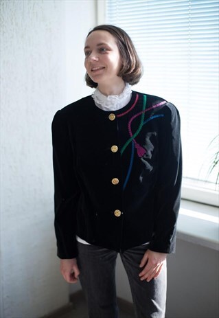 VINTAGE 70'S BLACK VELVET JACKET