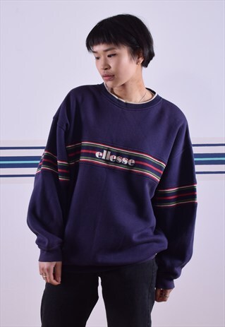 NAVY ELLESSE EMBROIDERED SWEATSHIRT
