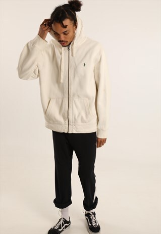 VINTAGE RALPH LAUREN EMBROIDERED LOGO ZIPPED HOODIE