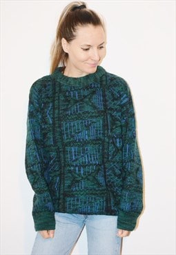 Vintage 80s HUGO BOSS Abstract Pattern Knit Jumper