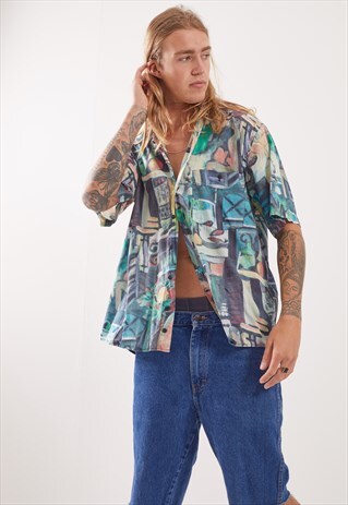 VINTAGE PATTERNED FESTIVAL SHORT SLEEVE SHIRT