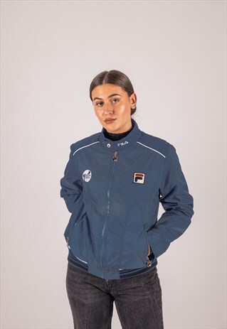 VINTAGE FILA AEGON TENNIS TOURNAMENT JACKET IN BLUE.