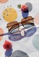 Beige Elegant Square Side Metal Detail Sunglasses