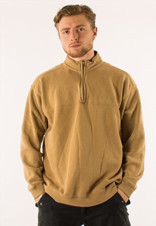 VINTAGE 90S BEIGE COLUMBIA QUARTER ZIP SWEATSHIRT