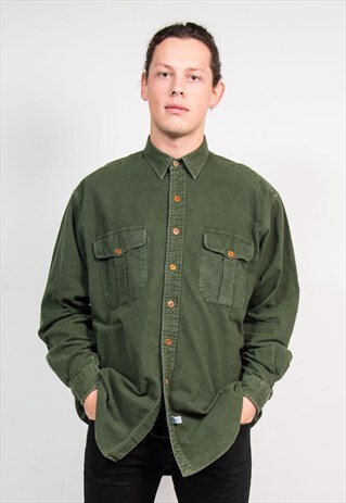 VINTAGE 90'S GREEN RALPH LAUREN POLO FLANNEL SHIRT