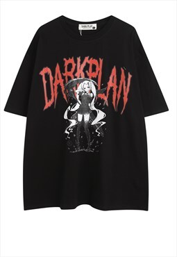 Gothic anime t-shirt Dark plan tee retro Japanese top black 
