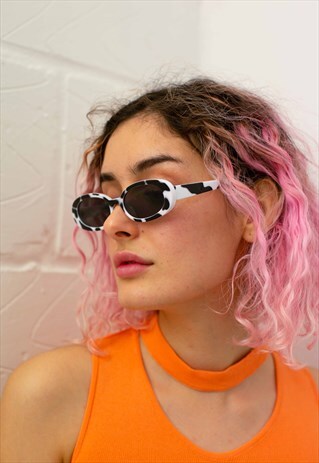 DALLAS- COW PRINT OVAL SHAPED SUNGLASSES