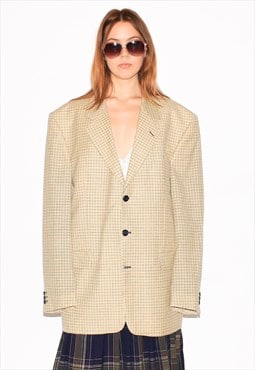 Vintage 90s checkered oversized blazer in beige / black