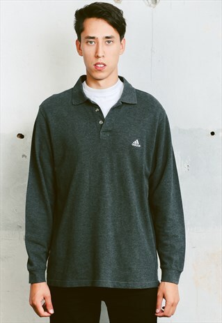 VINTAGE ADIDAS LONG SLEEVE POLO SHIRT