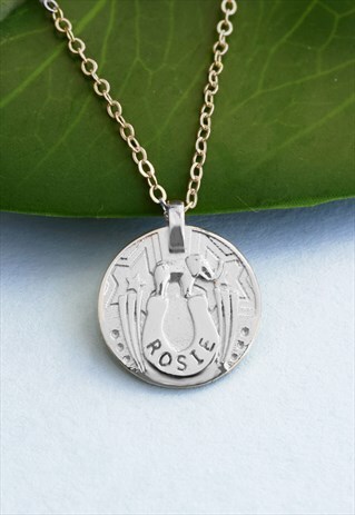 SILVER PERSONALISED NAME COIN LUCK NECKLACE HANDMADE