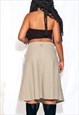 VINTAGE Y2K CARGO SKIRT W BOWS IN BEIGE LINEN