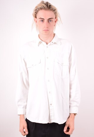 MENS VINTAGE SHIRT LARGE WHITE 90S