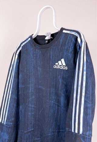 VINTAGE ADIDAS SWEATSHIRT TIE DYE BLUE MEDIUM