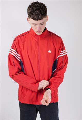 VINTAGE ADIDAS RED ZIP UP 90'S JACKET