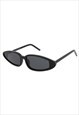 TRAPEZOID SUNGLASSES IN BLACK WITH SMOKE GREY LENS