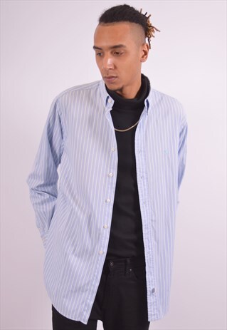 VINTAGE POLO RALPH LAUREN SHIRT STRIPES BLUE