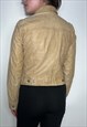 VINTAGE GAP LEATHER JACKET TAN BLAZER Y2K EMBROIDERED
