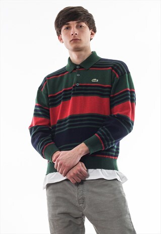 VINTAGE LACOSTE SWEATER TOP 90S RED GREEN BLUE