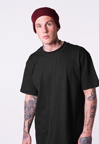 ESSENTIAL CUFFED BEANIE HAT - MAROON BURGUNDY RED