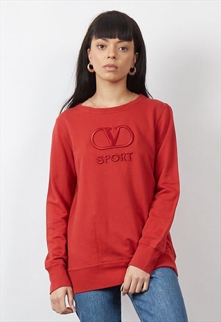 RARE VINTAGE 90'S VALENTINO DARK RED LOGO SWEATSHIRT