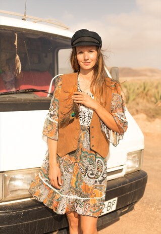 MISS BOHEMIAN VINTAGE 70S GILET SUEDE FESTIVAL HANDMADE