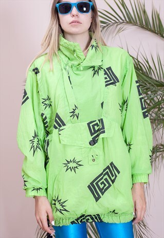 VINTAGE 90S CRAZY PATTERN WINDBREAKER IN XS SIZE