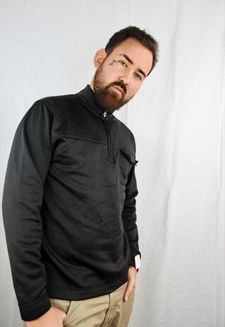 VINTAGE BLACK BRIGHT POLO RL 1/4 ZIP JUMPER