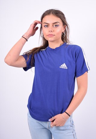 VINTAGE ADIDAS T-SHIRT TOP BLUE