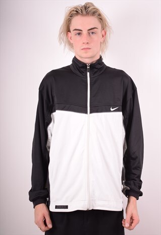 NIKE MENS VINTAGE TRACKSUIT TOP JACKET LARGE WHITE 90S