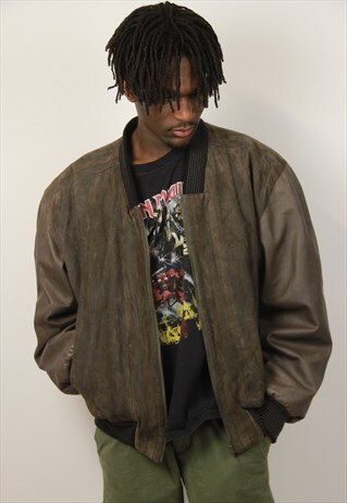 VINTAGE BOMBER SUEDE AND LEATHER 90S JACKET