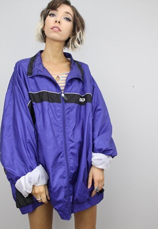 VINTAGE 80S 90S OVERSIZED SHELL SUIT FESTIVAL JACKET