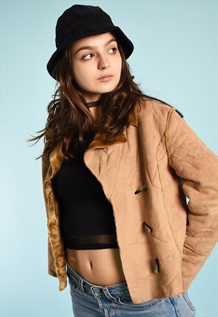 Y2K FAUX FUR DETAILED SHERPA SHEARLING JACKET