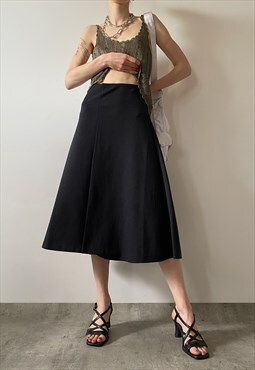 Preloved zara A-line midi skirt in dark grey