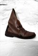 Viking Style Tooled Brown Leather Boots 