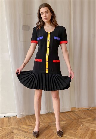 VINTAGE 80S BLACK SUMMER DRESS