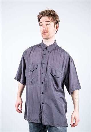 VINTAGE 1980S GREY SILK SHIRT