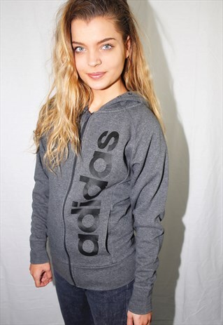 VINTAGE DARK GREY ZIPPED HOODIE