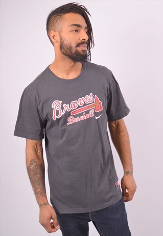 VINTAGE NIKE BRAVES BASEBALL T-SHIRT TOP GREY