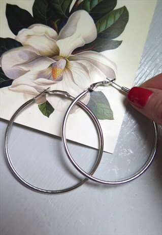 SILVER LARGE HOOP EARRINGS