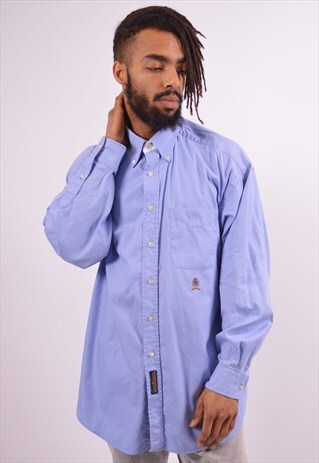 TOMMY HILFIGER MENS VINTAGE SHIRT XL BLUE 90S