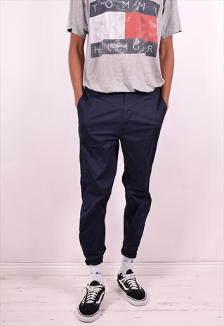 TOMMY HILFIGER MENS VINTAGE TROUSERS W36 L29 NAVY BLUE 90S