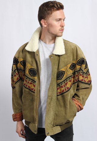 VINTAGE AZTEC FLEECE LINED FESTIVAL JACKET