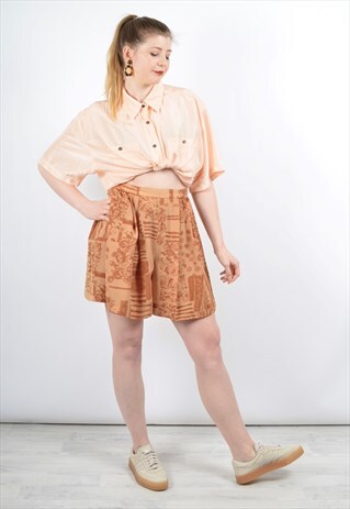 VINTAGE 80S CULOTTE SHORTS IN RUST ORANGE PRINT